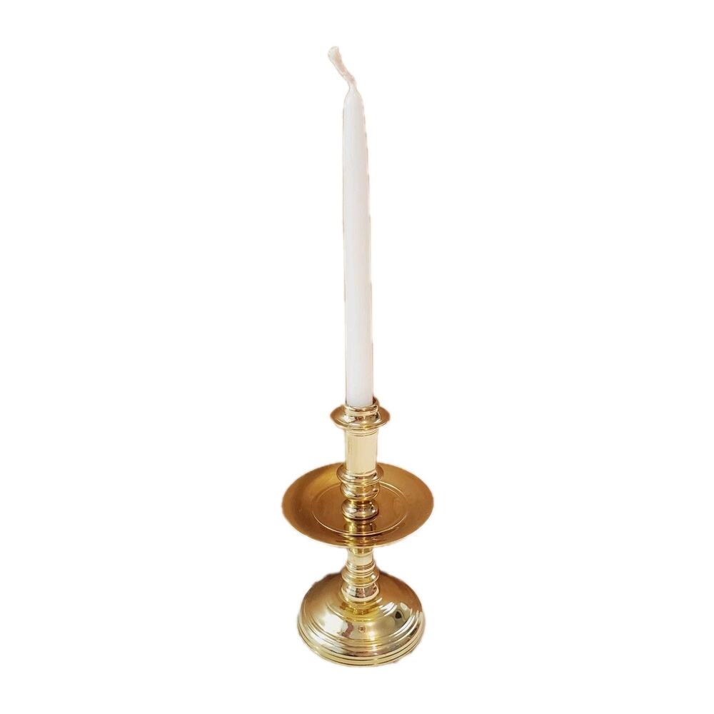 Vintage Mini Brass Candle Holder Adult's 3.5" Gold Home Decor & White Candle